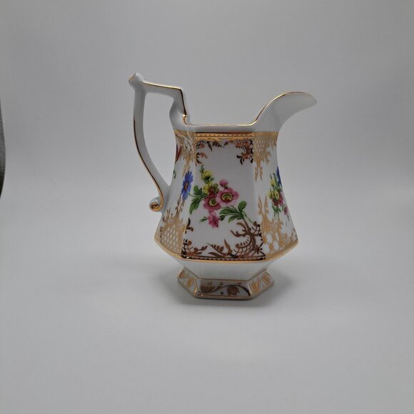 Royal Danube Ornate Floral Gold Trim Hexagonal Pitcher Pot - Picture 1 of 15